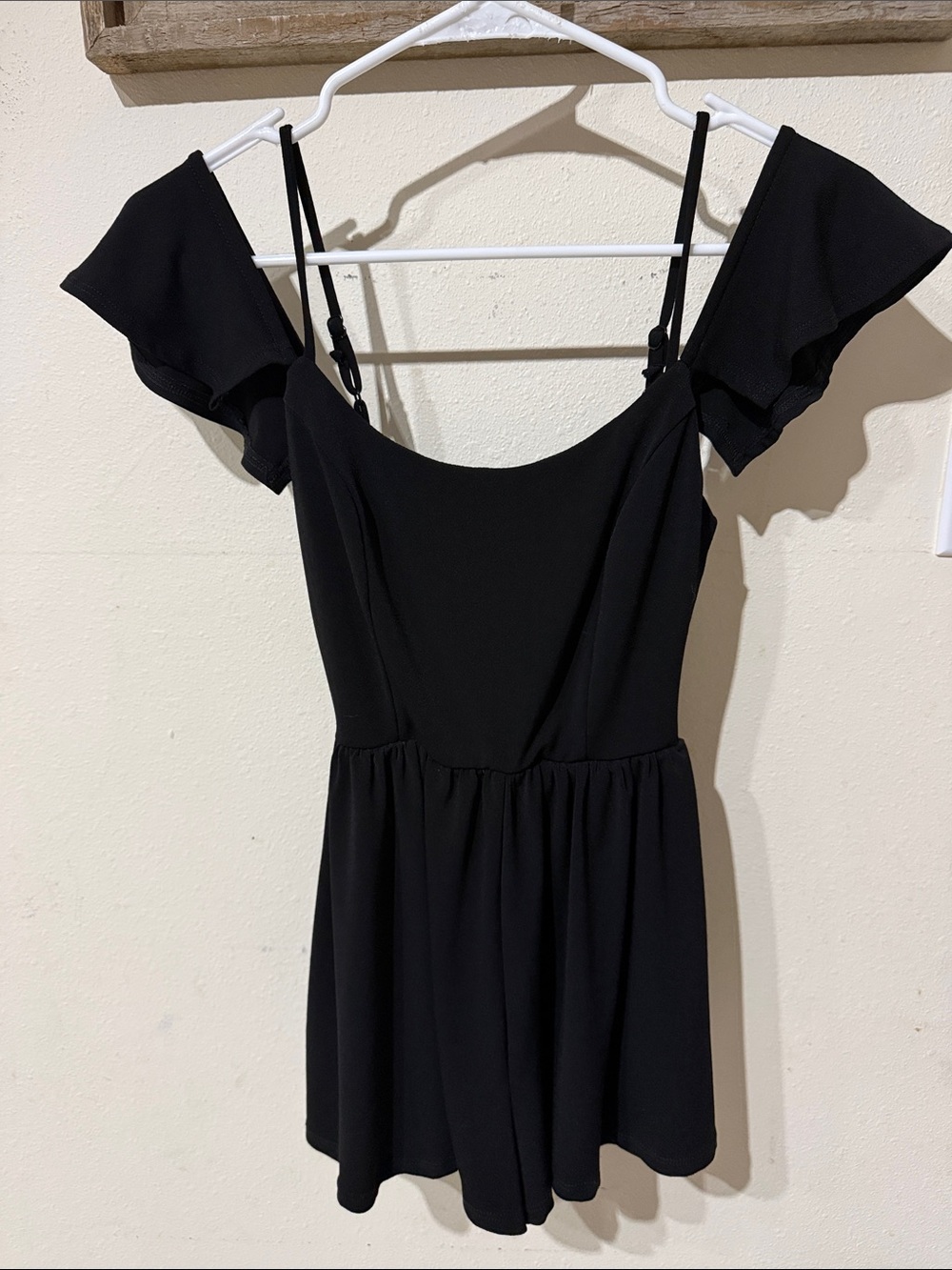 Urban Outfitters Black Off-Shoulder Mini Dress with Spaghetti Straps